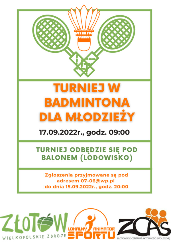 Turniej badmintona dla młodzieży 17.09.2022