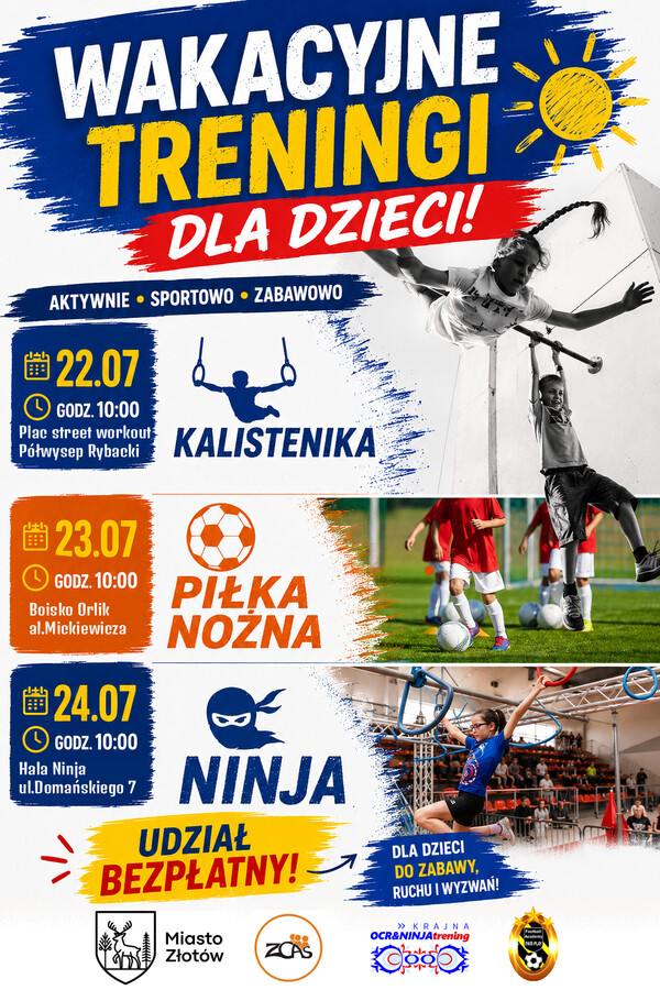 Darmowe wakacyjne treningi sportowe dla dzieci – 22–24 lipca